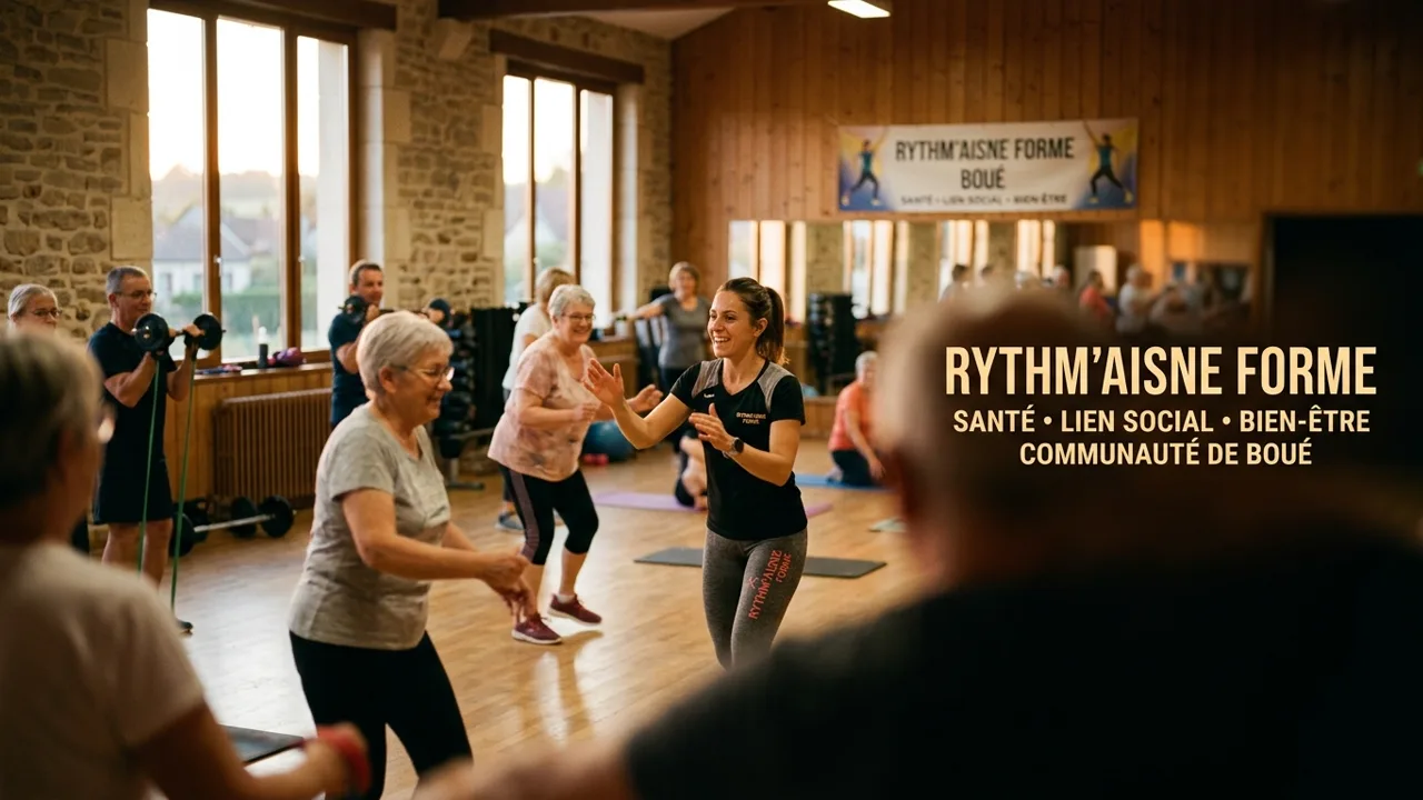 Séance d'activité physique collective et solidaire à l'association RYTHM'AISNE FORME de Boué